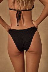 Bungalow Black Textured Cheeky Bikini Bottoms