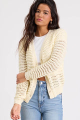 Breezy Attitude Yellow Loose Knit Button-Up Cardigan Sweater