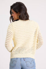 Breezy Attitude Yellow Loose Knit Button-Up Cardigan Sweater