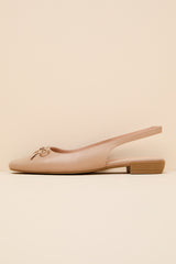 Camisa Beige Slingback Low Heel Pumps