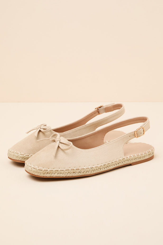 Risa Beige Suede Slingback Flatform Espadrilles