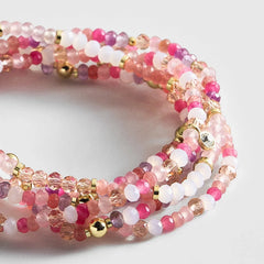 Indya Semi-Precious Layered Bracelet Set - Pink Multi