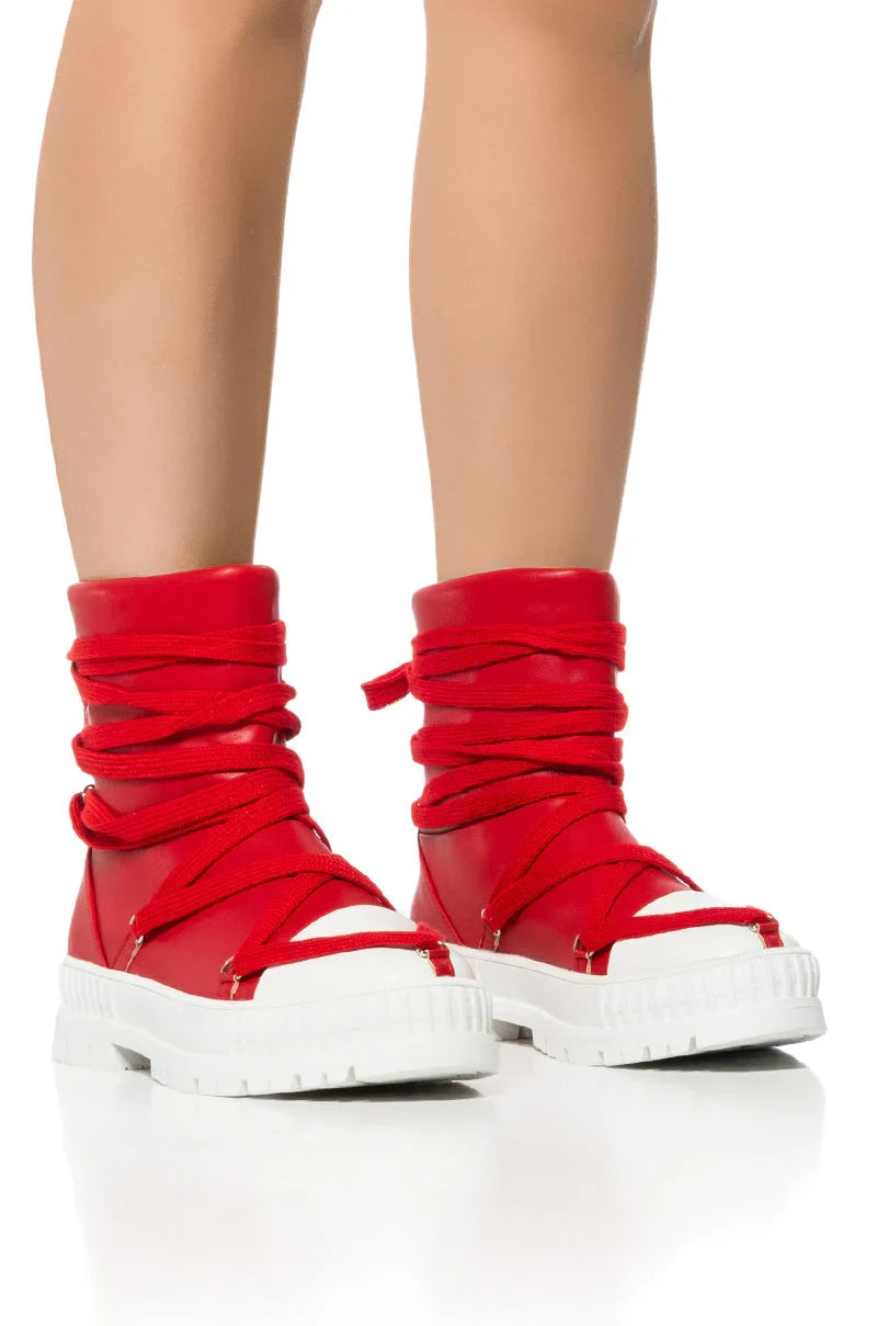 Richie Red Lace Tied Sneaker