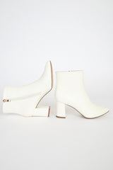 Sarai Off White Pointed-Toe Ankle Booties