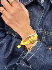 Knotty Initial Custom Bracelet - Bright Yellow Double Letters