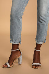 Taylor Rhinestone Light Nude Suede Ankle Strap Heels
