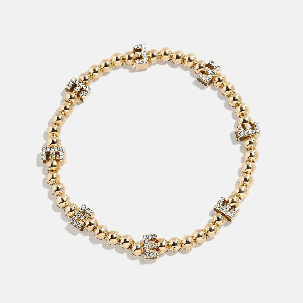 Gold/Pavé Repeating Initial Pisa Bracelet - E