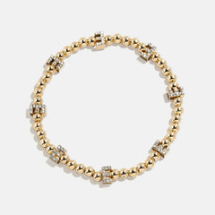 Gold/Pavé Repeating Initial Pisa Bracelet - E