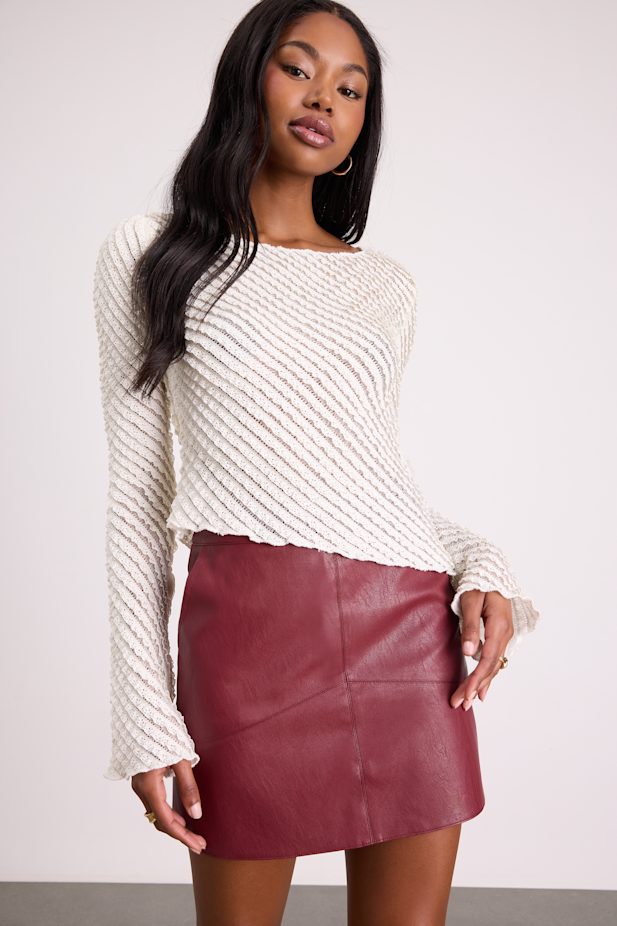 Harley Burgundy Vegan Leather Mini Skirt