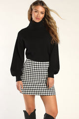 Preppy Poise Black and White Houndstooth Mini Skirt