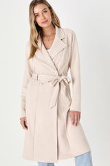 Chic Calling Beige Suede Trench Coat