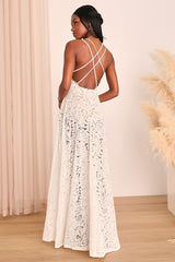 Love of Details White Lace Maxi Dress