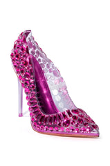Azalea Wang Bonnie Pvc Embellished Pump In Fuchsia