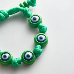 Knotty Good Eye Cord Bracelet  - Bright Green