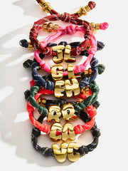 Knotty Initial Custom Bracelet - Cherry Red Double Letters