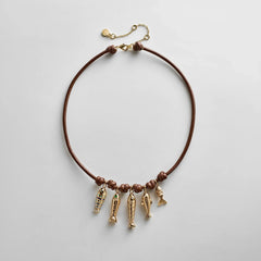 High Tide Fish Collar Necklace - Brown