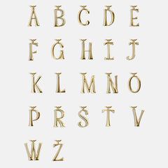 Gold Initial Enamel Bag Charm - W