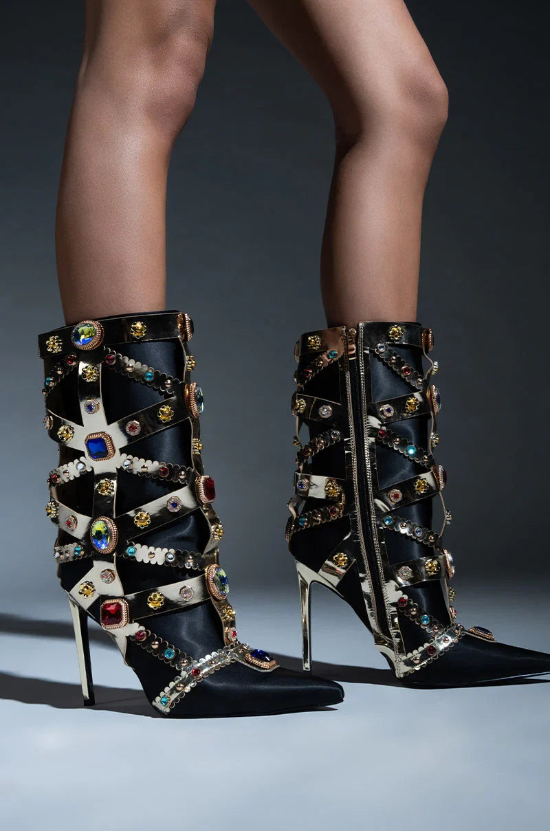 Azalea Wang Martinez Embellished Bootie In Black